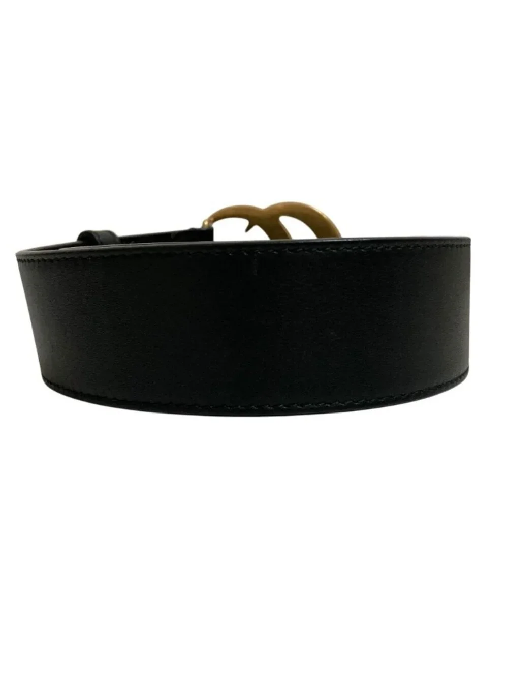 Gucci GG Marmont Leather Belt Black Gold